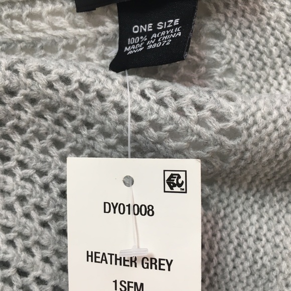 DKNY Open-Knit Blocked Scarf Heather Gray - Picture 4 of 7